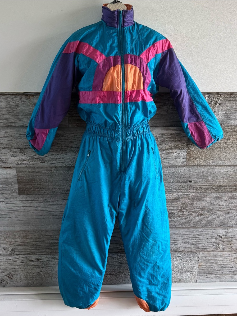 Vintage Kid Fusion Colorblock One Piece Ski Suit Girls Size 14